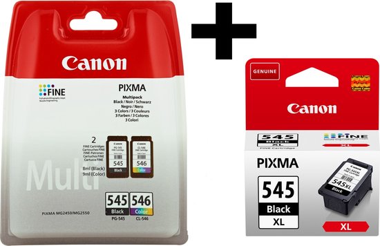 Pack multipack Canon PG-545 et CL-546 XL noir et couleur dans son emballage.