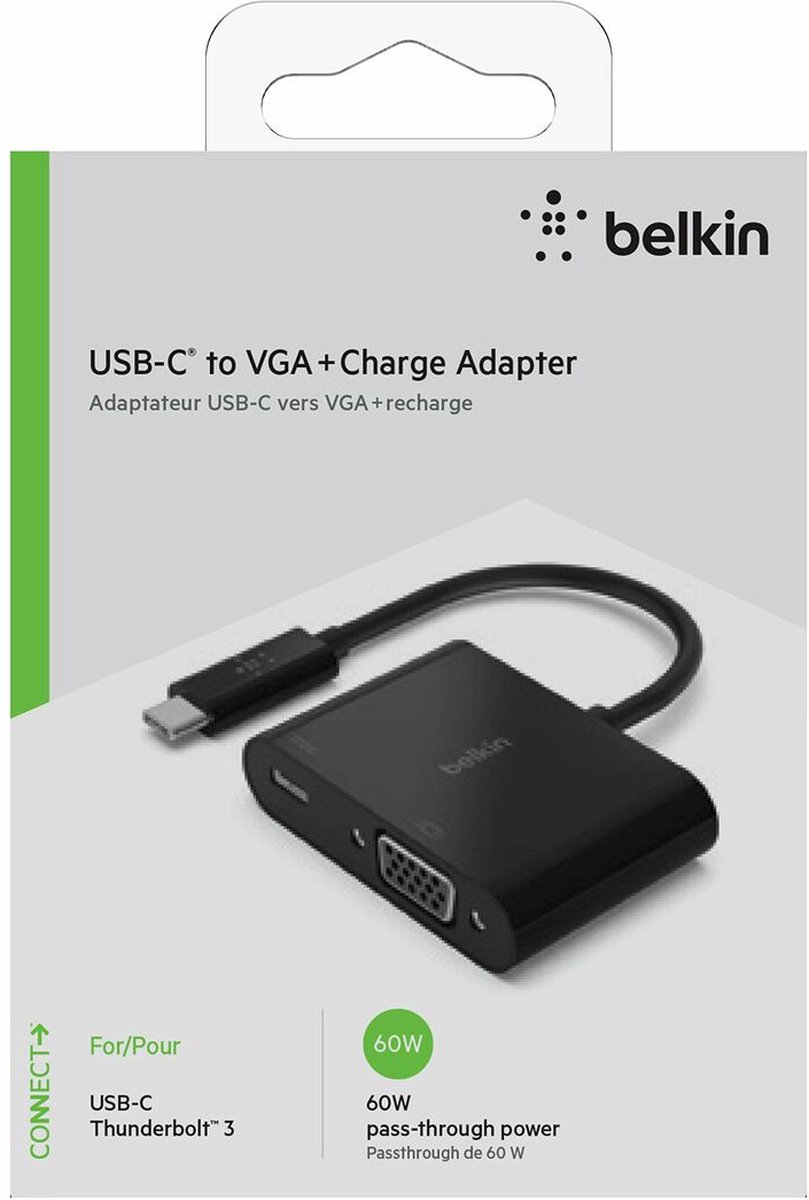 Belkin USB-C naar VGA- en oplaadadapter - 60W PD