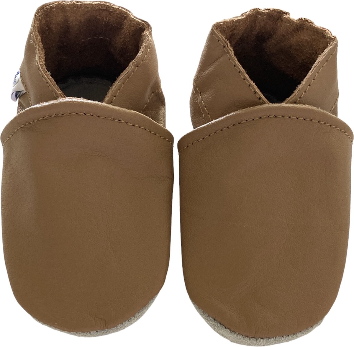Toffee kleurige leren babyslofjes van Baby-Slofje maat 24/25