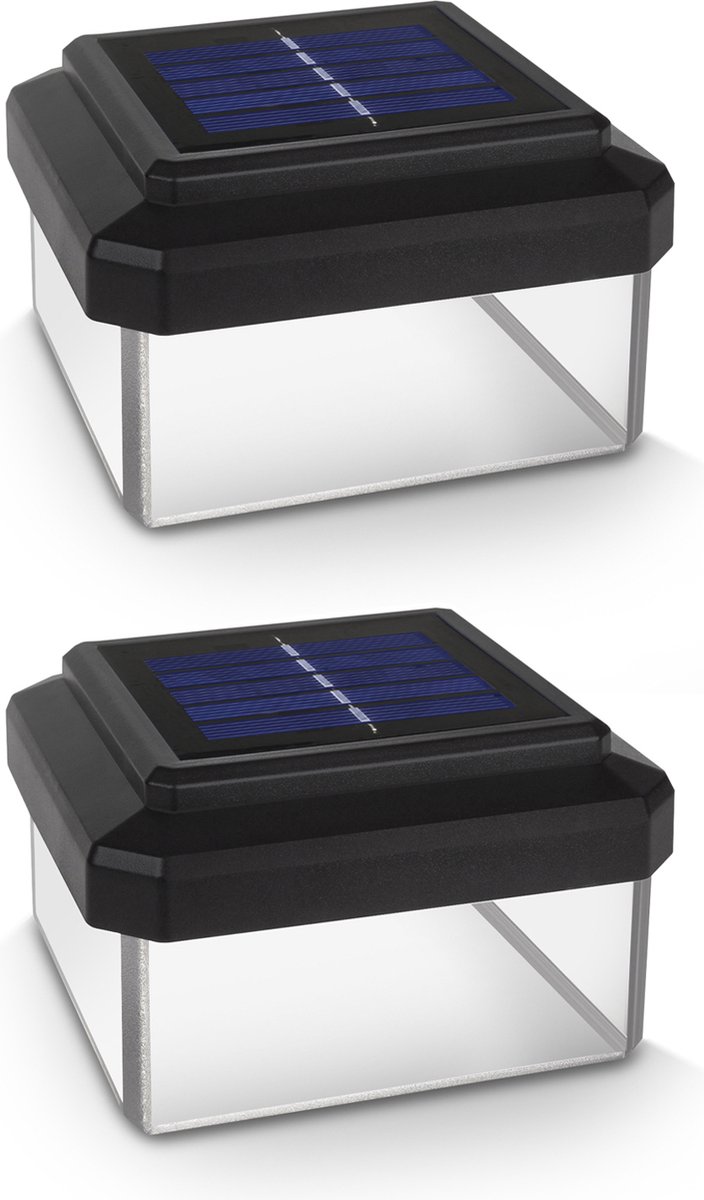 GreenBlue Set van 2 stuks LED solarlamp tuinlamp op zonne-energie 100x100mm paalverlichting