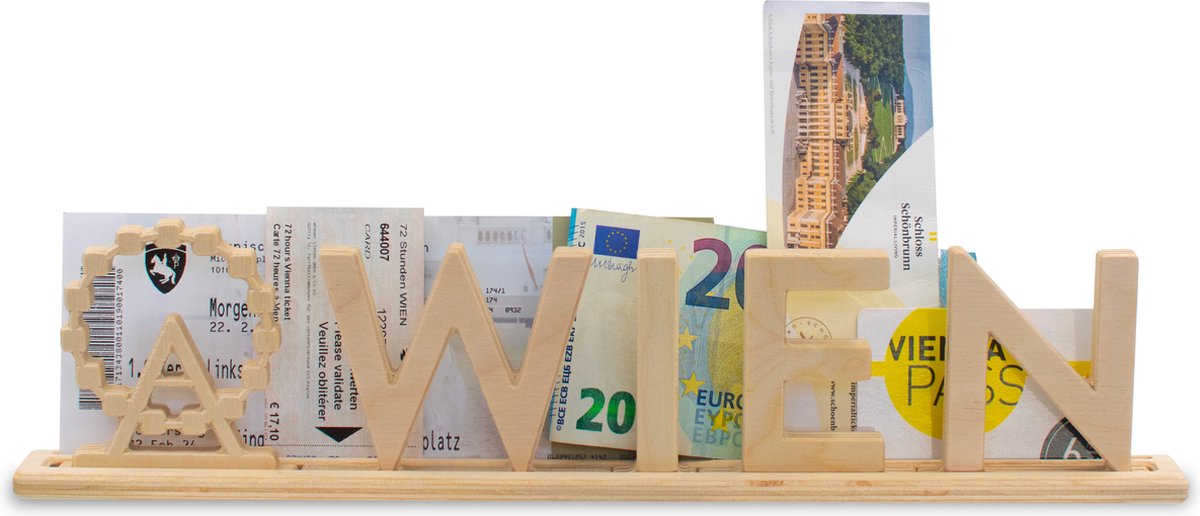 Wien, houten Letter standaard Souvenir met Reuzenrad: kan gepersonaliseerd worden met fotos en tickets