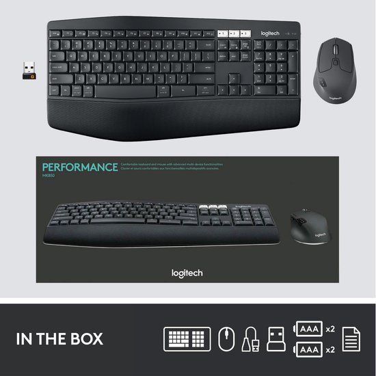 Logitech MK850 Performance clavier Souris incluse RF sans fil + Bluetooth QWERTY Anglais américain Noir