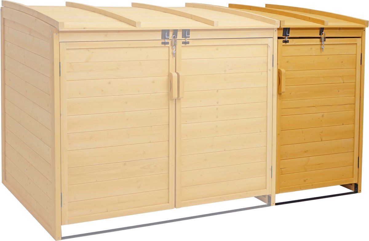 XL 1-bin/2-bin afvalbak deksel uitbreiding MCW-H75, afvalbak, 120x68x104cm hout MVG-gecertificeerd ~ bruin