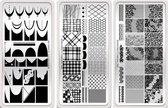 Born Pretty - Stempelplaat - 3 Stuks - Nagel stempelplaat - Nagel stempel sjablonen - Nail stamping plate - Stamping plate - Stamping plate for nail polish - Stempelplaat nagels - Stempelplaten nailart - Nail art stempelplaat