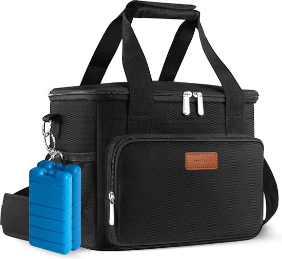 Travelhawk Sac isotherme – Sacs isothermes – Sac isotherme pour déjeuner – Sac isotherme à 4 couches – Sac à déjeuner – 15 litres – Zwart