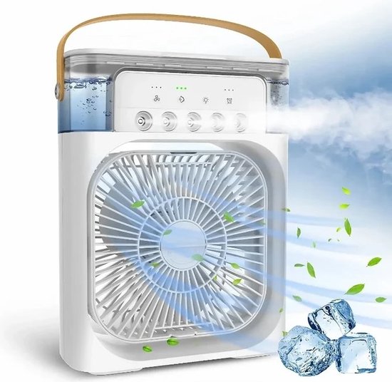 Draagbare USB Ventilator 3-in-1 Airco Luchtbevochtiger Watergekoeld 7 Kleuren LED Laag Geluid