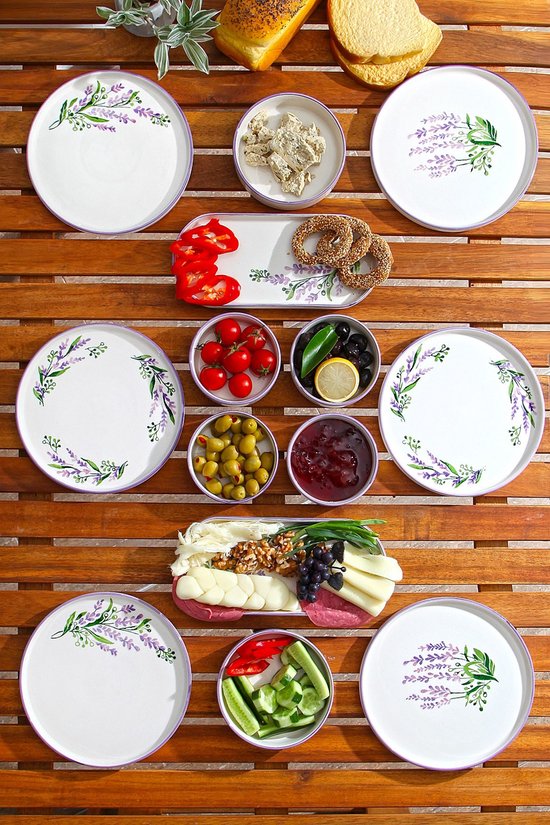 Asir - Dinerset - eetset - servies - 14-delig - wit & paars - 25 x 11 x 3,5 cm — afbeelding 3