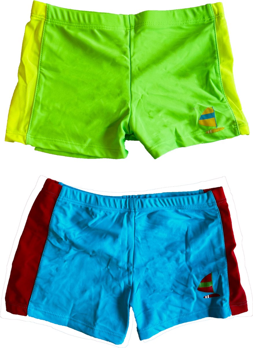 Zwembroeken kinderen met patroon groen en blauw 2-3