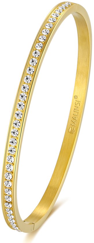 Malinsi Bracelet Femme Jonc Diamant - Or 18K Acier Inoxydable Complet 19cm - Bijoux Bracelets Femme