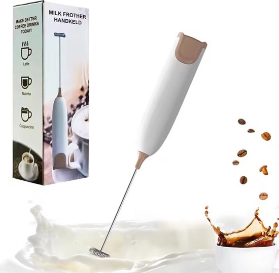 Foto: Elektrische melkopschuimer milk frother handmatige melkopschuimer matcha of cappuccino wit