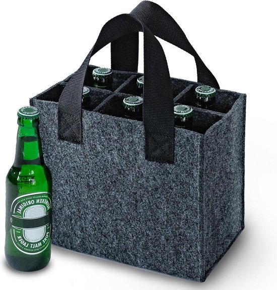 Flessentas Non Woven Zwart 6 vaks 300x28x19cm 30stuks Krabbendam Flessentas Non Woven Zwart 6 vaks 300x28x19cm 30stuks Krabbendam