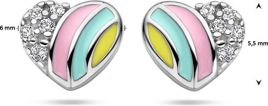 Yep! Clips d'oreilles Coeur Émail et Zircone - Argent