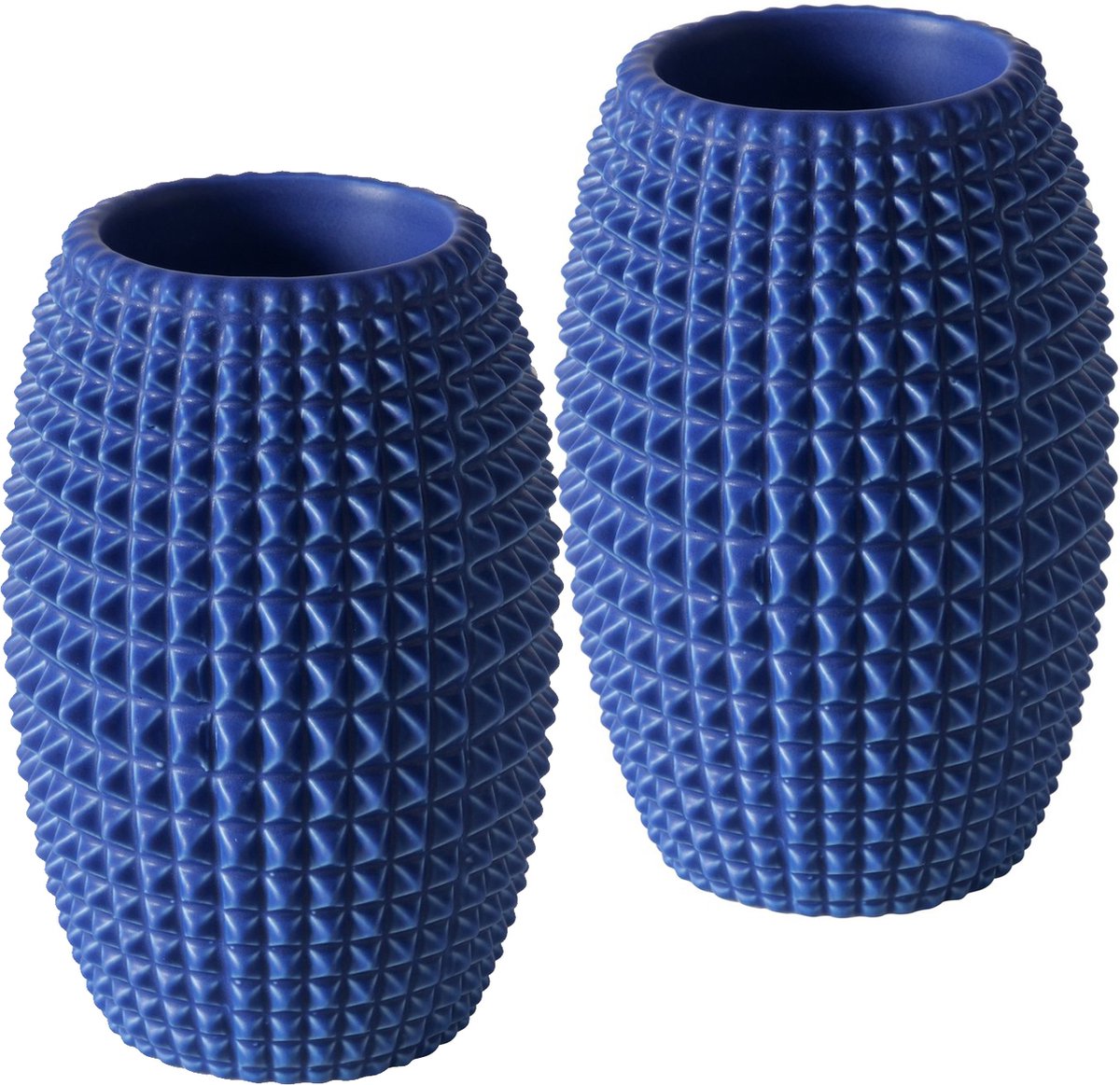 Boltze Set van 2 keramieken theelichthouders blauw 11 cm