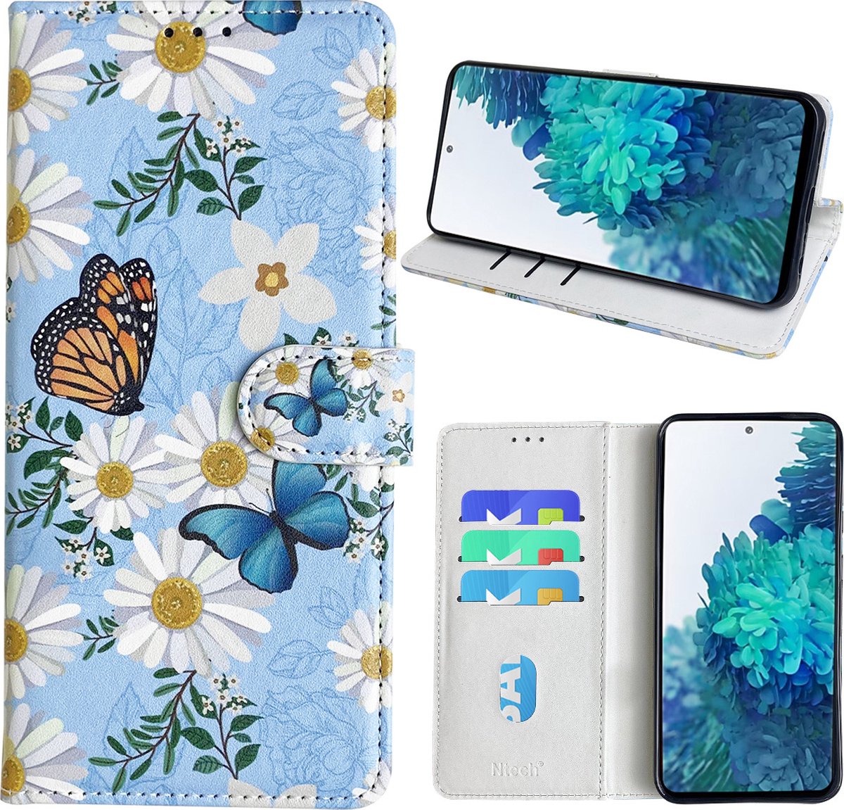 Hoesje geschikt voor Samsung Galaxy S20 FE 5G Bookcase met Bloemen vlinder print