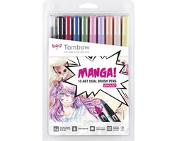 Tombow ABT Dual Brush Pen - Tekenset - Manga Brushpennen - Shojo - 10 stuks