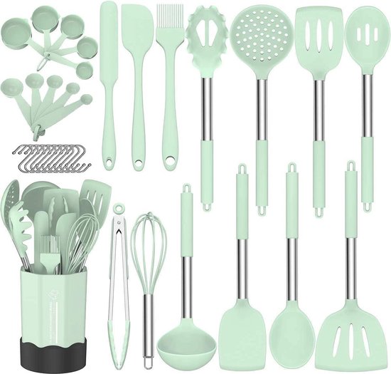 Set De 6 Ustensiles De Camping Pliants En Inox 304 - Spatule, Cuillère, Passoire, Etc. Avec Sac De Rangement
