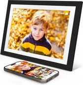 Houten digitale wifi-fotolijst met 10,1 inch touchscreen - HD IPS 1280 x 800 - 32 GB geheugen - Automatische rotatie - Zwart