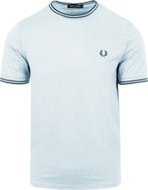 Fred Perry - T-Shirt M1588 Lichtblauw V08 - Heren - Maat L - Modern-fit