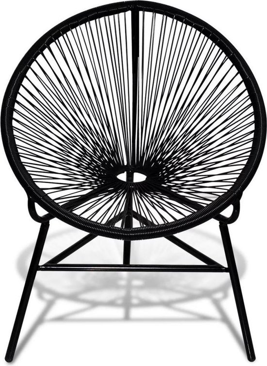 Grafiek mesh Mantel Ovalen Stoel Rotan Zwart - Ei vormige stoel - Kuipstoel | bol.com