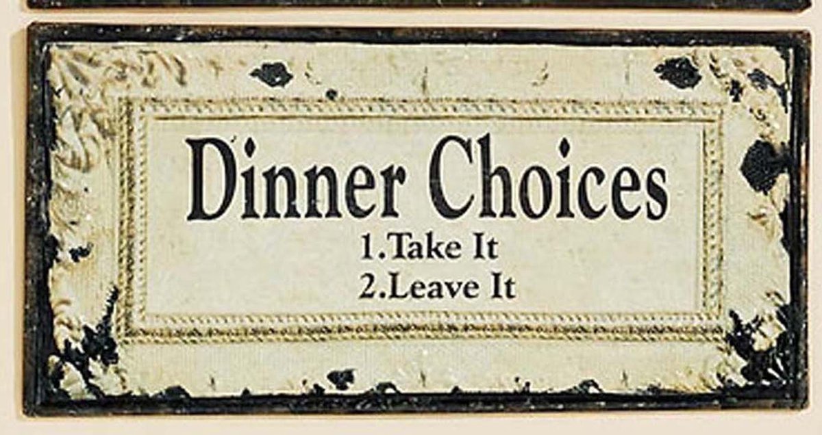 tekstbord dinner choices leuk voor keuken metaal