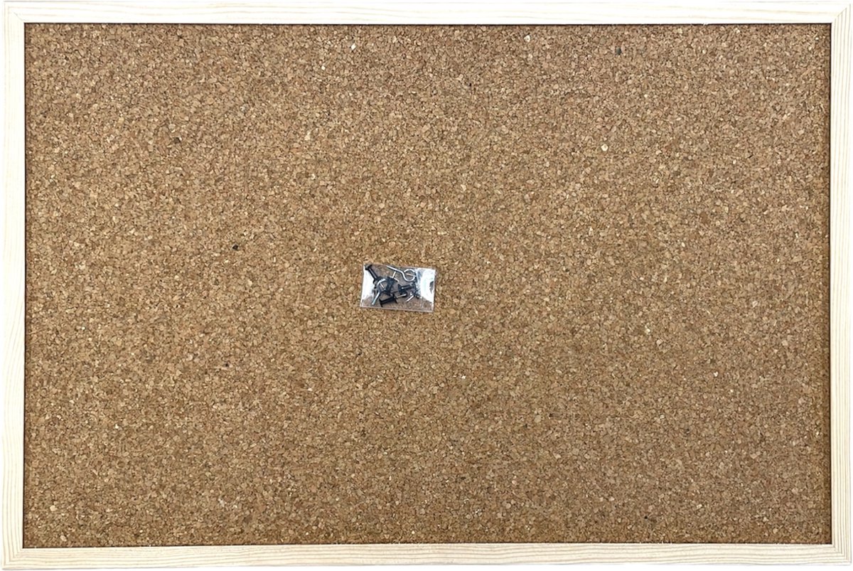 Prikbord Kurk - Kurk & Co | 60 x 40 cm| Inclusief gratis punaises en ophangsysteem | Mooie houten lijst |