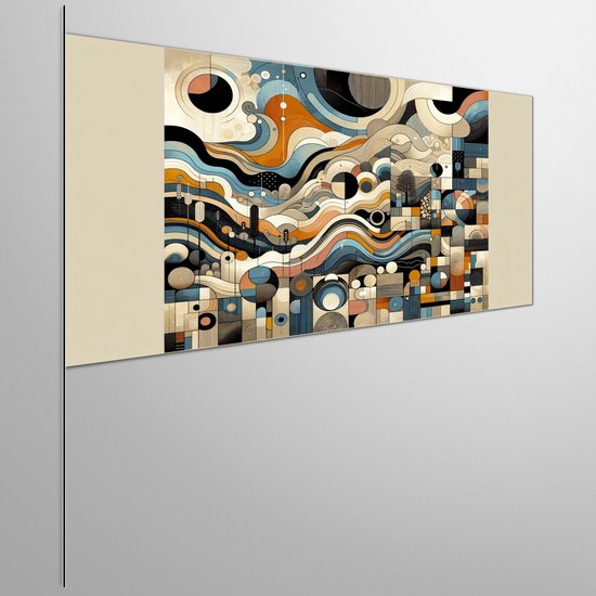 Abstract landschap schilderij | Prisma van kleurrijke emoties: een hedendaags abstract landschapsschilderij | Kunst - 100x100 centimeter op Dibond | Foto op Dibond