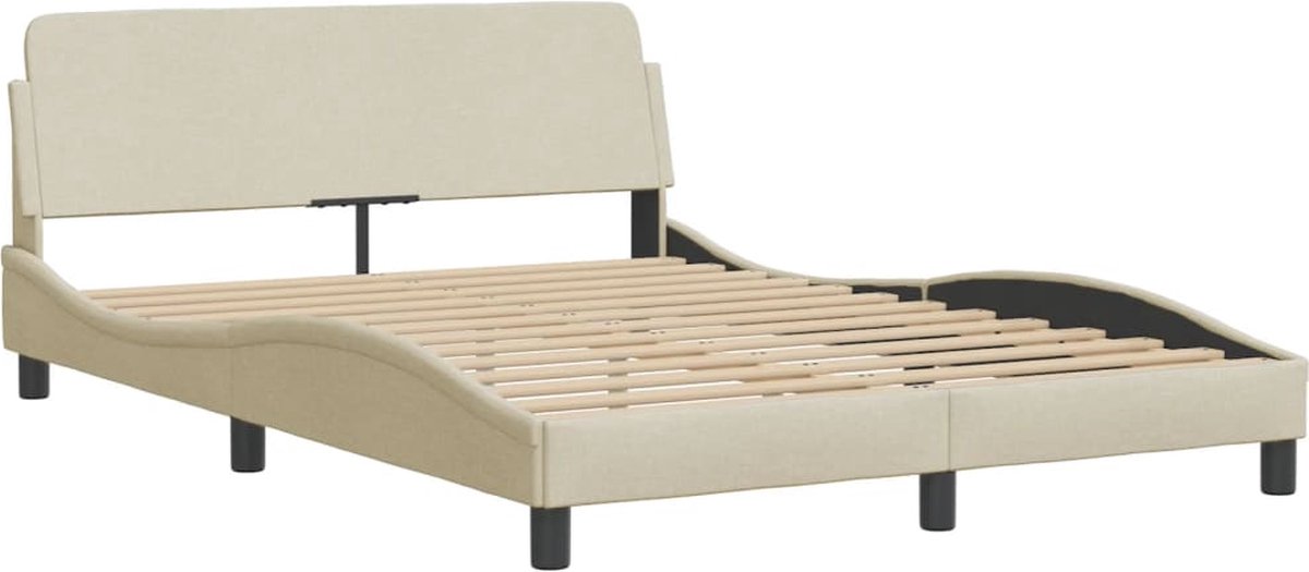 vidaXL - Bed - met - matras - "Hvar" - stof - crèmekleurig - 120x200 - cm