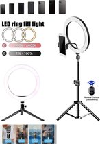 Huiselijk Geluk LED Selfie Ring Verlichting - Verstelbaar Statief tot 186cm - USB & Stekker - Selfie Ringlight voor TikTok, Instagram, YouTube, Streaming & Thuiswerken - Zwart