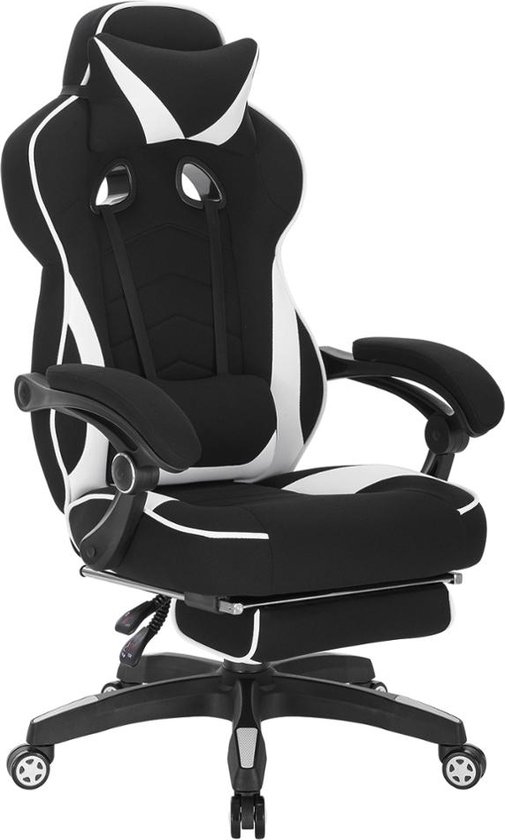Gaming Stuhl mit Taschenfederkissen, ergonomisch, Fußstütze, Mesh-Gewebe