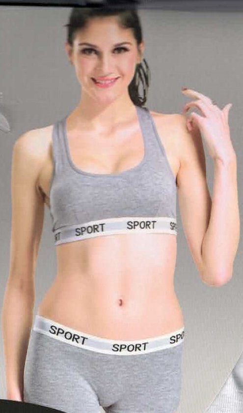 sportwear - 3 sets -dames/meisjes - 3 Ondergoed sets -sportondergoed - sport bh - boxer - maat S/M - 1 wit 1 grijs 1 zwart
