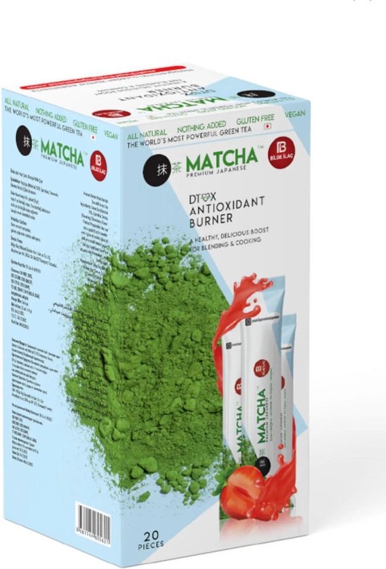 Matcha Premium Japanse Detox Antioxidant Brander Tea 10g x 20 stuks, Alleen Natuurlijk, Niets toegevoegd, Glutenvrij, Vegaans, De Krachtigste Groene Thee ter wereled