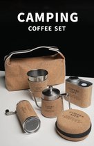 Koffiekopjes - Handkoffiemolen - Draagbare koffiezetapparaat - Draagbare koffieset- koffiekopjes set van 6-Draagbare Reis Koffieset: Perfecte Combinatie van Kurk en Roestvrij Staal