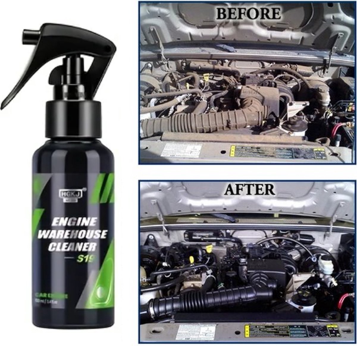 TLVX Krachtige Auto Motorruimte Reiniger Spray 100ML / Snel en effectief verwijderen van Vet / Vuil / Vlekken / Motor Ontvetten / Schoonmaken onder de Motorkap / Langdurige Bescherming Auto / Engine Cleaner Protector / Glans Kunststof / Plastic