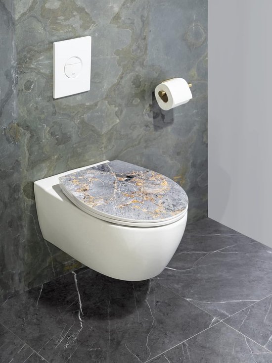SCHÜTTE Wc-bril Duroplast, D-vorm, toiletbril met softclosemechanisme en snelsluiting voor eenvoudige reiniging, maximale belasting van de wc-bril 175 kg, wit 82910