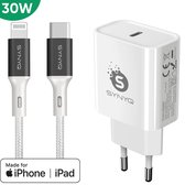 Synyq 30W Snellader - MFI gecertificeerd - incl. 2m MFI Kabel - USB C Adapter - Snellader iPhone - iPhone Oplader - Apple oplader - iPhone Lader - 2 meter