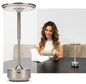 BandiO Rome Tafellamp Oplaadbaar Zilver – Draadloos en dimbaar – Krachtige 5200mAh batterij - Moderne touch lamp – Nachtlamp Slaapkamer – Zilver - Tuin verlichting