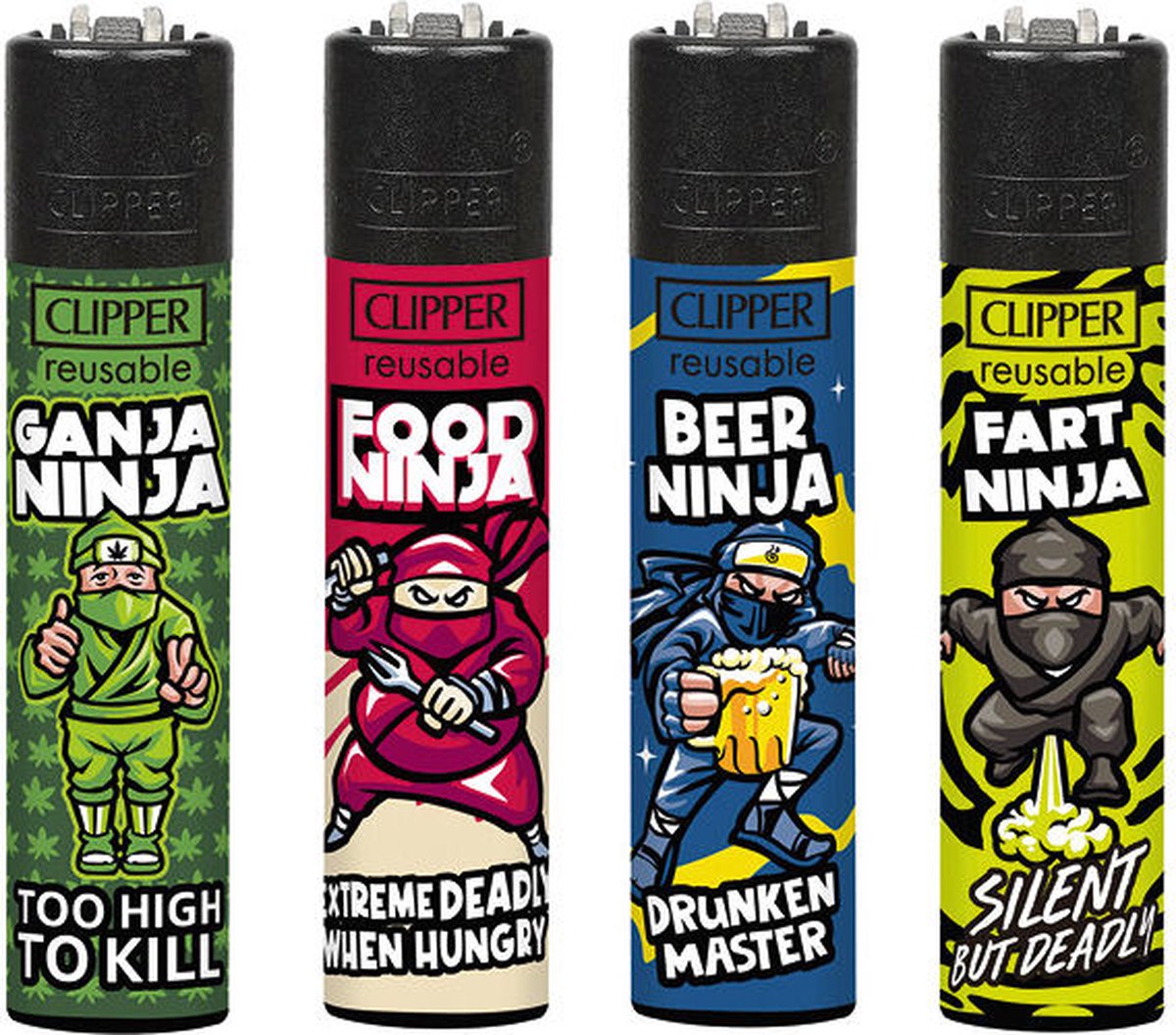 Goedkoopste Clipper Classic Large Aanstekers Ninjas (4 Stuks