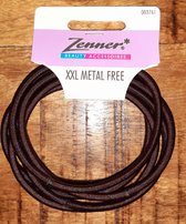Zenner haarelastieken metal free XL 6 stuks - bruin - dikker haar - elastieken dik - haarelastiek