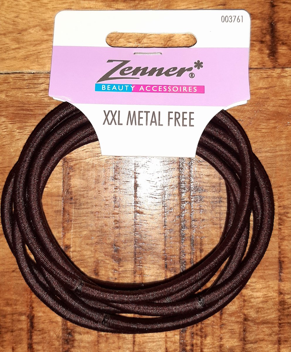 Zenner haarelastieken metal free XXL 6 stuks - bruin - dikker haar - elastieken dik - haarelastiek