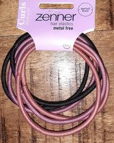 Zenner style your curls haarelastieken metal free XL 6 stuks -zwart roze bruin - dikker haar - elastieken dik - haarelastiek
