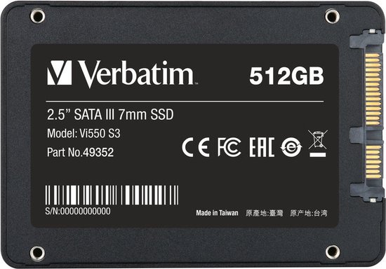 Verbatim VI550 S3 SSD - 512GB opslag - 2.5 inch SATA III - 49352 | bol
