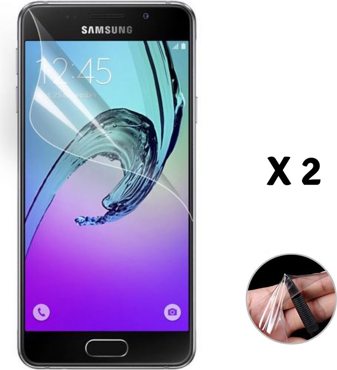 Screenprotector voor Samsung Galaxy A3 2016 - 2 stuks Beschermende kunststoffen transparante plastic schermfolie