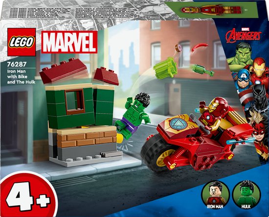 Foto: Lego marvel iron man met motor en de hulk avengers set 76287