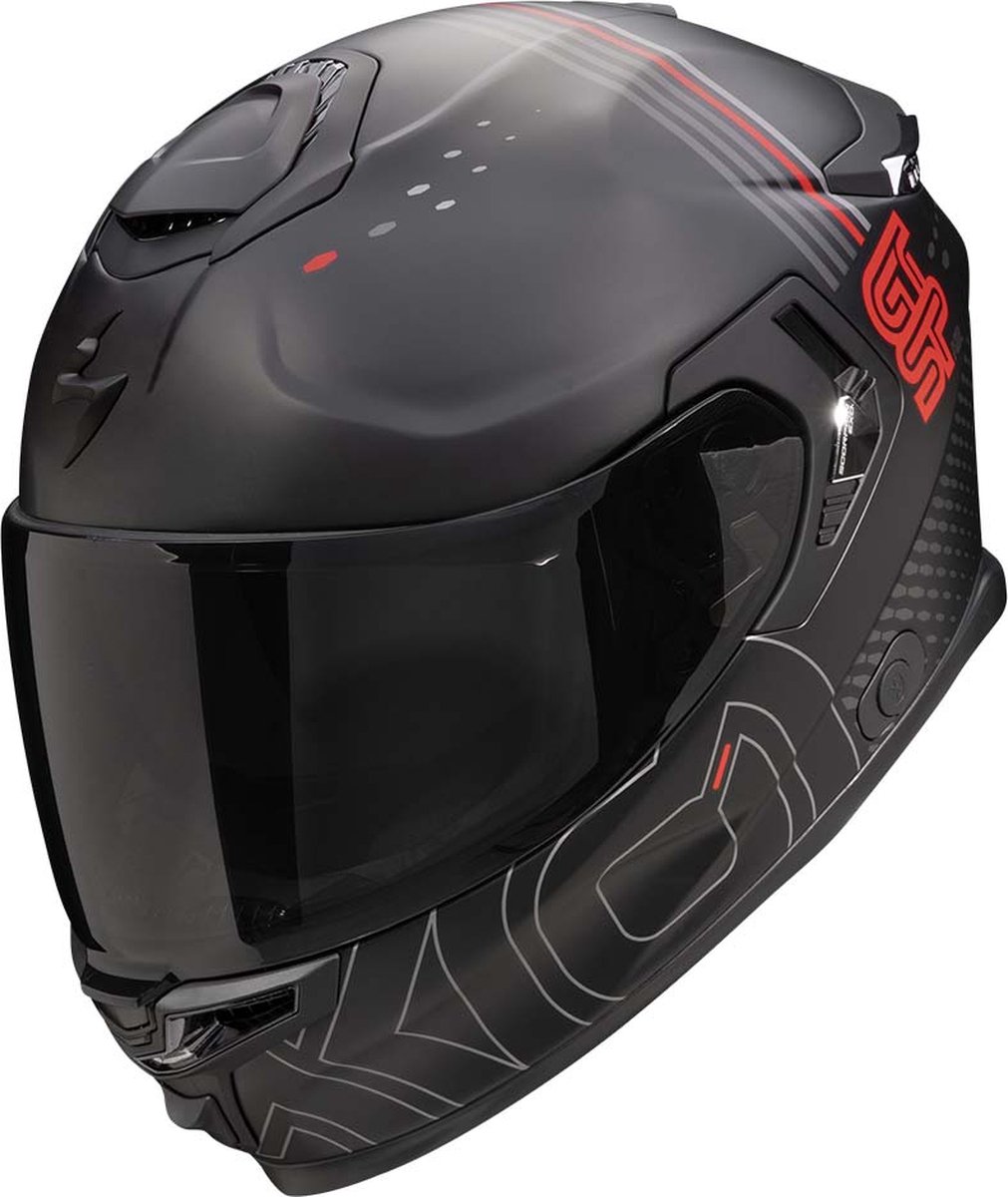 Scorpion EXO-GT SP AIR Techlane Mat Zwart Grijs Rood Integraalhelm - Helm