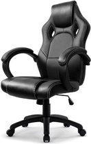 Bol.com Ergonomische gamingstoel met hoge rugleuning en PU-leer - racing sportstoel voor bureau - draaistoel voor gaming - zwart... aanbieding