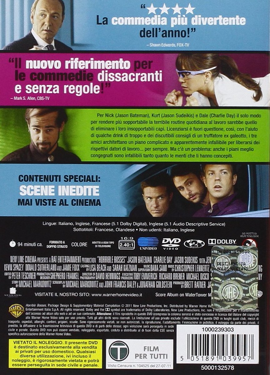 Warner Home Video Horrible Bosses DVD Engels, Frans, Italiaans