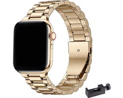 Stravo Stalen bandje - Geschikt voor Apple Watch 42mm (Series 11/10), 41mm (Series 9/8/7), 40mm (Series 6/5/4, SE 1/2/3), 38mm (Series 3/2/1) - RVS Horlogebandje - Vintage goud