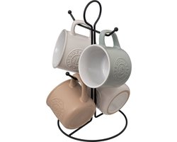 4 keramische bekers op metalen standaard LEO, 140 ml