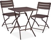 Bol.com 3-delige balkonset - tafel met 2 stoelen - inklapbaar - kunststof & staal - houtlook - bruin aanbieding