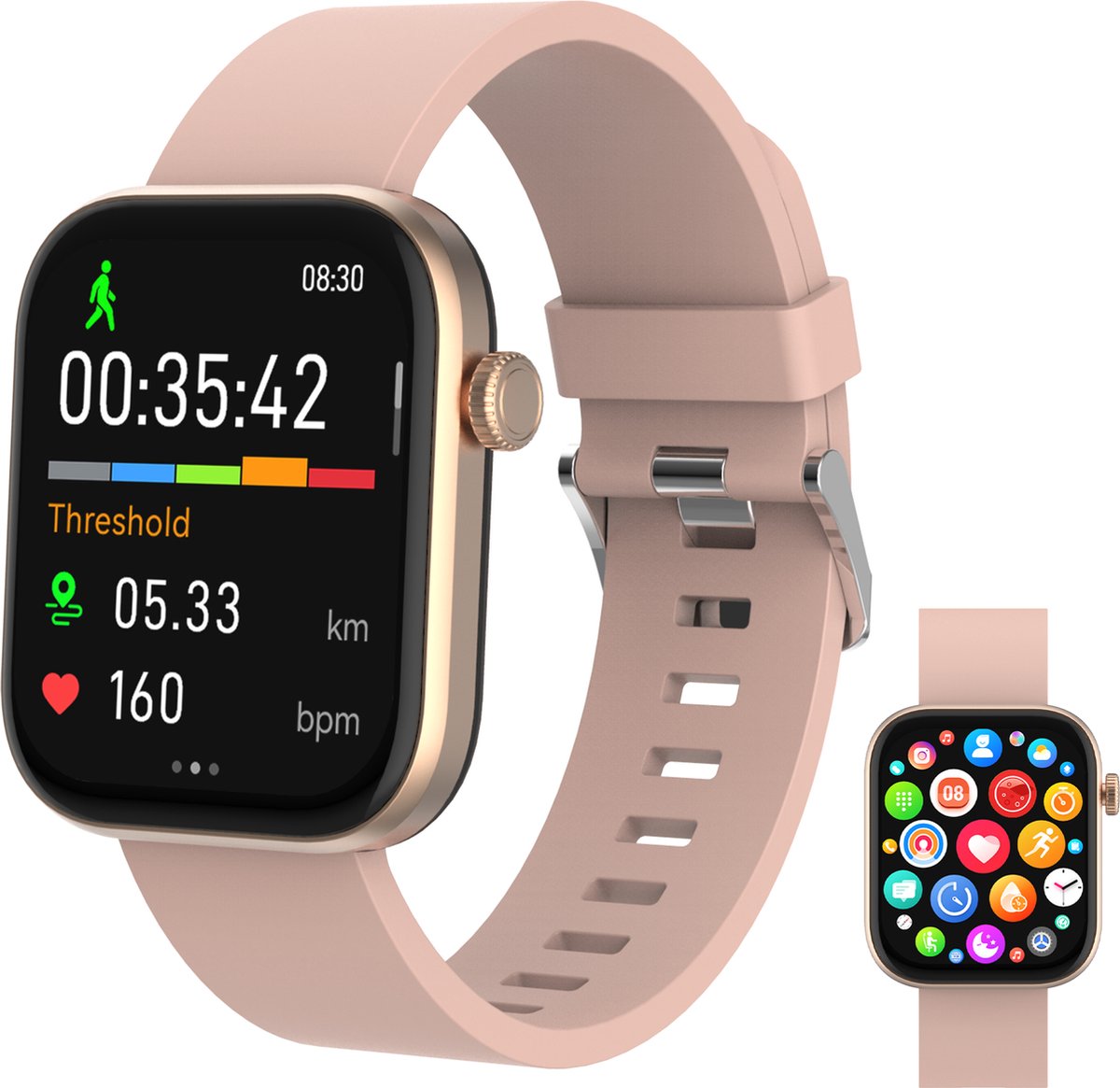 DENVER SWC185RO - Amoled Display - Volledige Belfunctie Smartwatch Roze